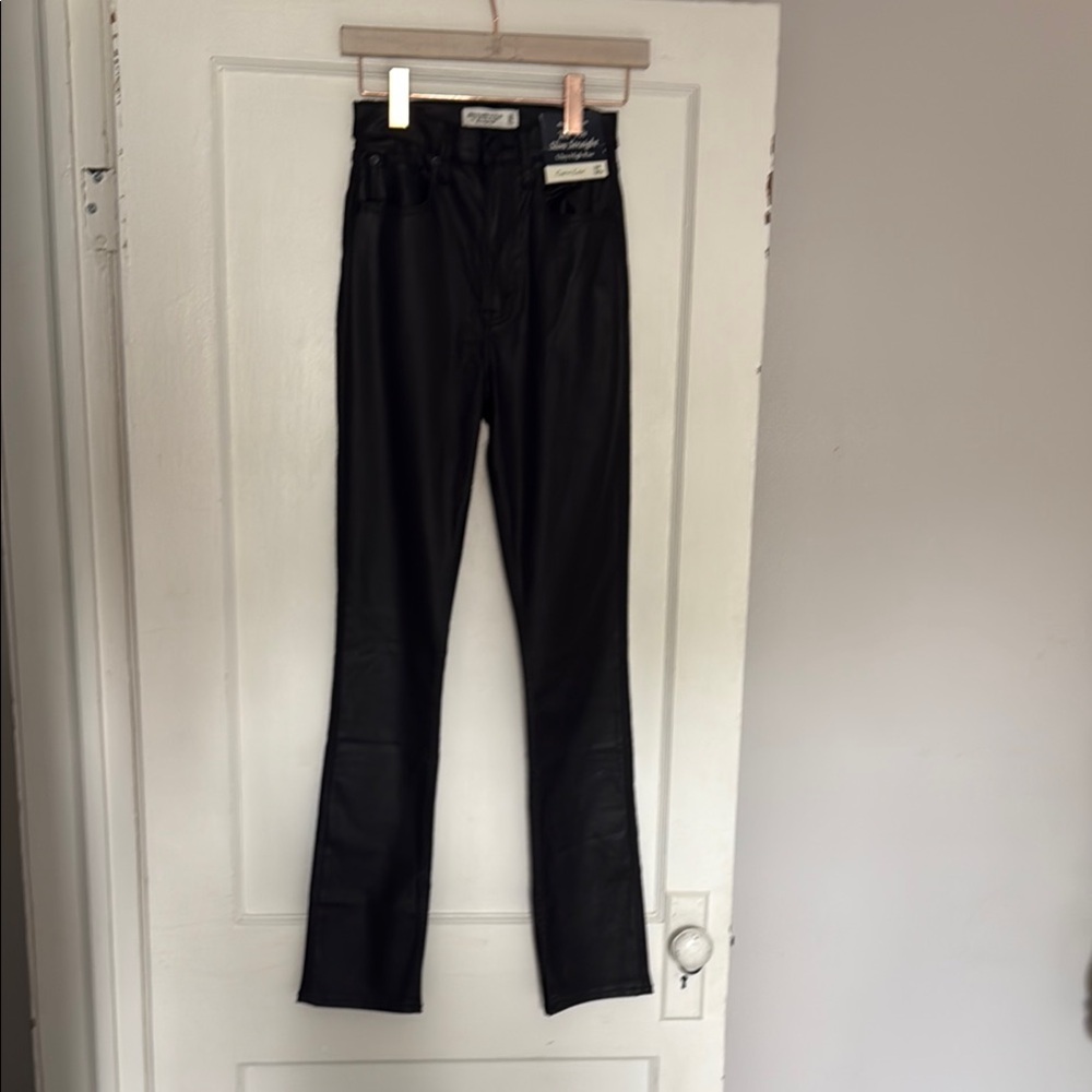 Abercrombie & Fitch Black High-Rise Leather Pants